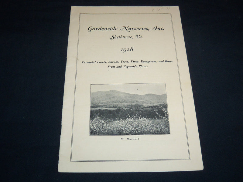 1928 GARDENSIDE NURSERIES INC. CATALOG - SHELBURNE, VERMONT - J 8506