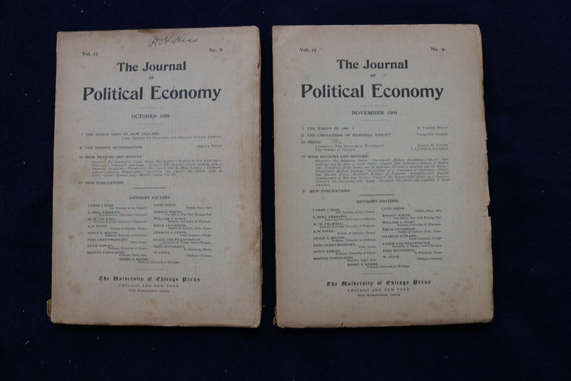 1909-1910 THE JOURNAL OF POLITICAL ECONOMY MAGAZINE - LOT OF 10 - O 3419