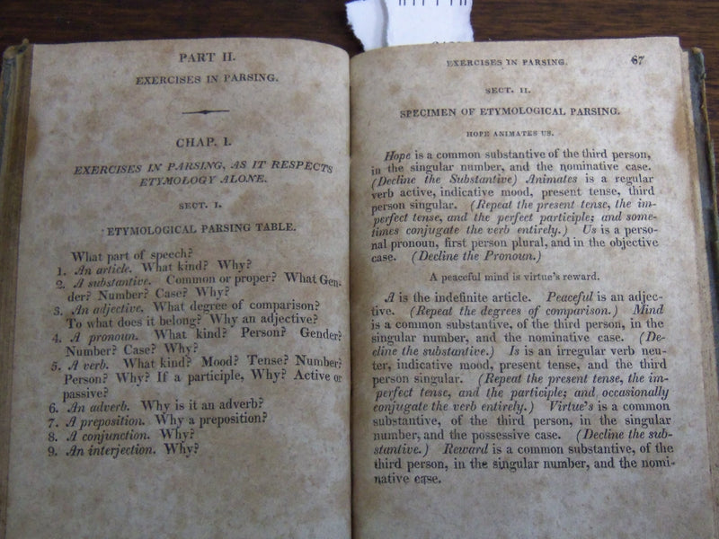 1927 MURRAY'S ENGLISH GRAMMAR ABRIDGED BOOK BY LINDLEY MURRAY - K 1287