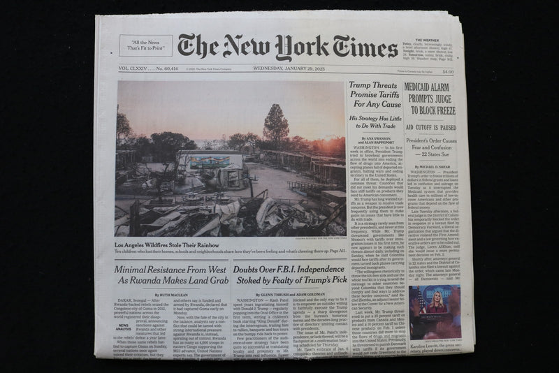 2025 JANUARY 29 NEW YORK TIMES - TRUMP THREATS PROMISE TARIFF FOR ANY CAUSE