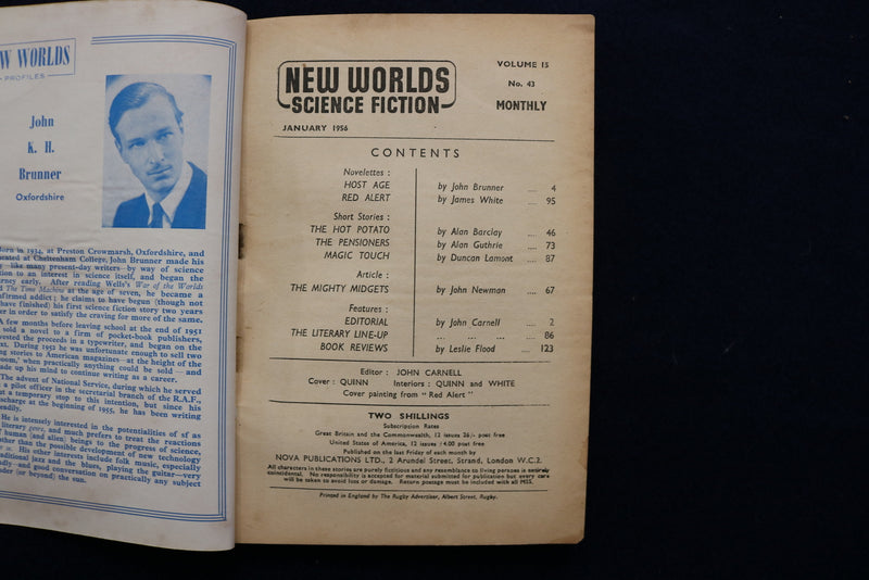 1956 JANUARY NEW WORLDS SOFTCOVER DIGEST MAGAZINE - VOLUME 15, NUMBER 43 - K 416