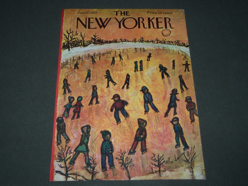1953 JANUARY 17 NEW YORKER MAGAZINE FRONT COVER ONLY - GREAT ART FOR FRAMING