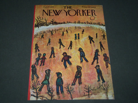 1953 JANUARY 17 NEW YORKER MAGAZINE FRONT COVER ONLY - GREAT ART FOR FRAMING