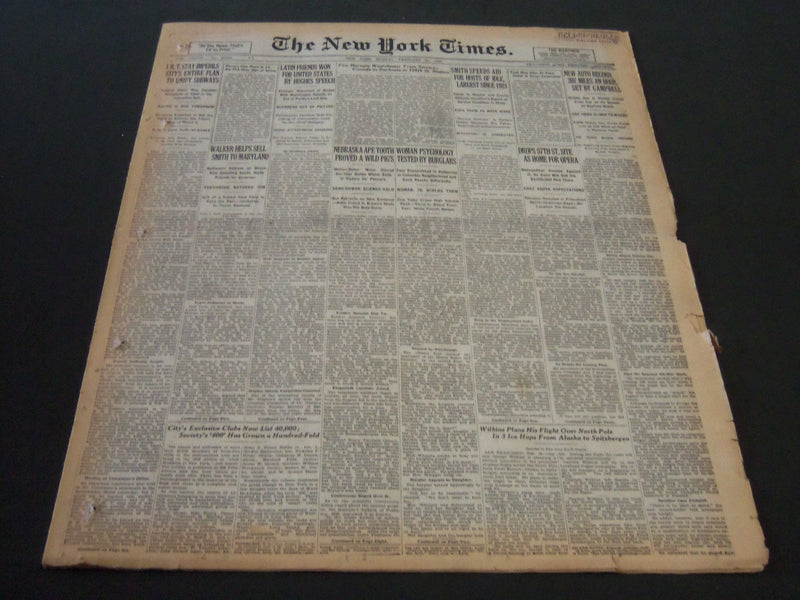 1928 FEBRUARY 20 NEW YORK TIMES - NEW AUTO RECORD 207 MILES AN HOUR - NT 6463