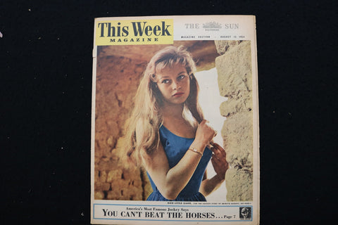 1954 AUGUST 15 THIS WEEK MAGAZINE - BRIGITTE BARDOT COVER - E 25581