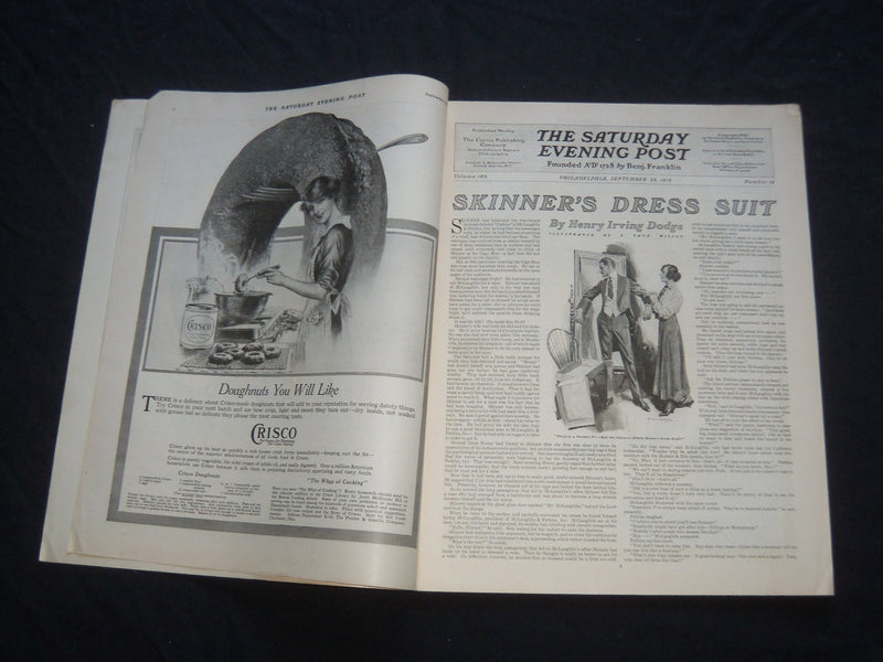 1916 SEPTEMBER 23 THE SATURDAY EVENING POST MAGAZINE - ILLUSTRATED COVER -SP 744