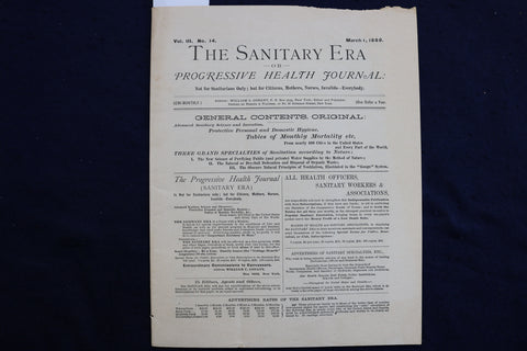 1889 MARCH 1 THE SANITARY ERA - HEALTH JOURNAL - SOFTCOVER - K 811