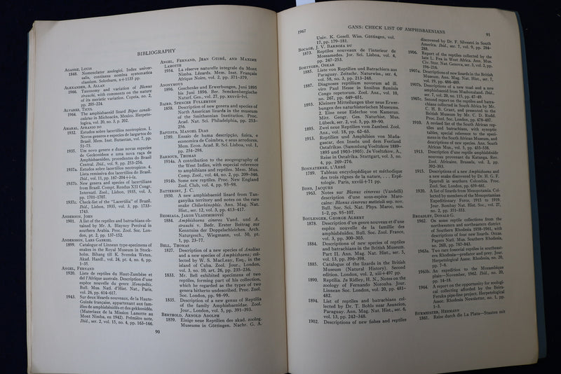 1967 A CHECK LIST OF RECENT AMPHISBAENIANS SOFTCOVER BOOK BY CARL GANS - K 955