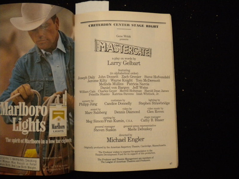 1989 MASTERGATE PLAYBILL - JOHN DOSSETT & JEROME KILTY SIGNATURES - J 8238