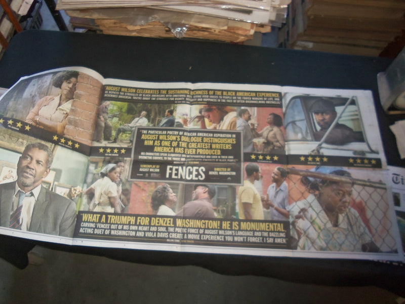 2016 FENCES MOVIE ADVERTISEMENT - DENZEL WASHINGTON - VIOLA DAVIS - NP 4032