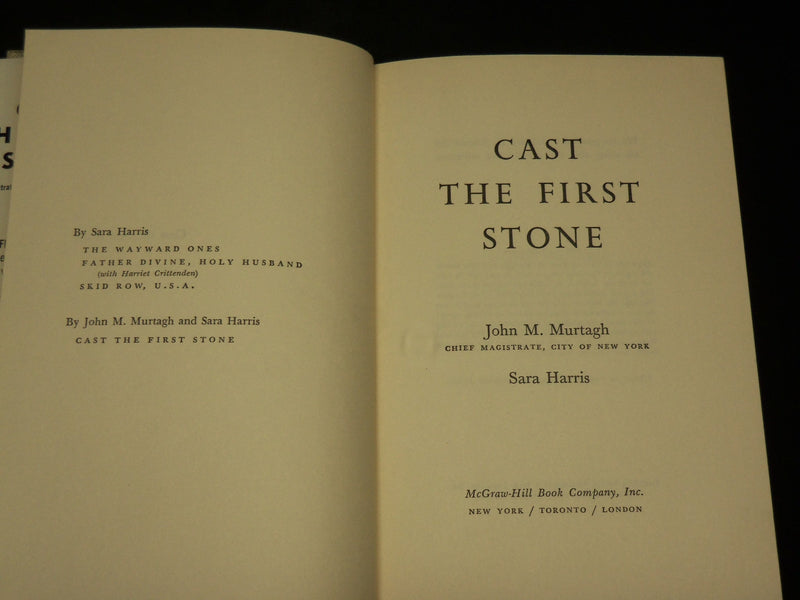 1957 CAST THE FIRST STONE HARDCOVER BOOK BY JOHN M. MURTAGN - KD 2766P