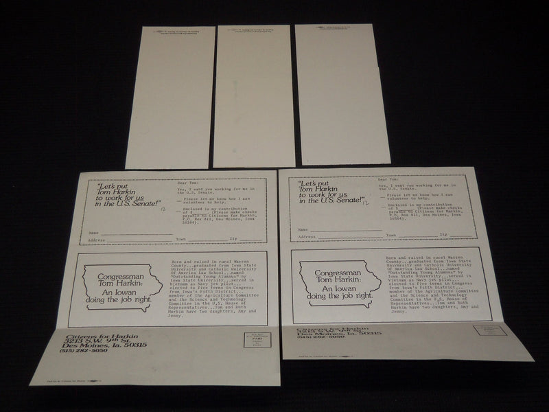 TOM HARKIN CAMPAIGN ITEMS LOT OF 5 - J 9546