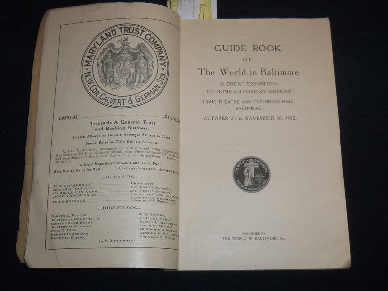 1912 THE WORLD IN BALTIMORE GUIDE BOOK - LYRIC & EXPOSITION - J 8643