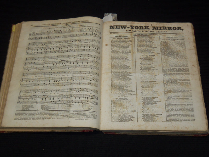 1829-1830 NEW YORK MIRROR AND LADIES GAZETTE BOUND VOLUME - R 89G