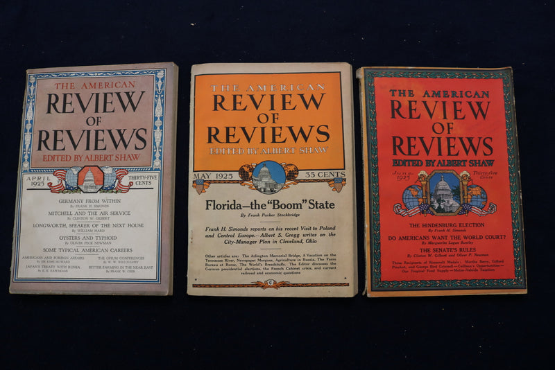 1925 AMERICAN REVIEW OF REVIEWS MAGAZINE - COMPLETE YEAR - LOT OF 12 - O 3305