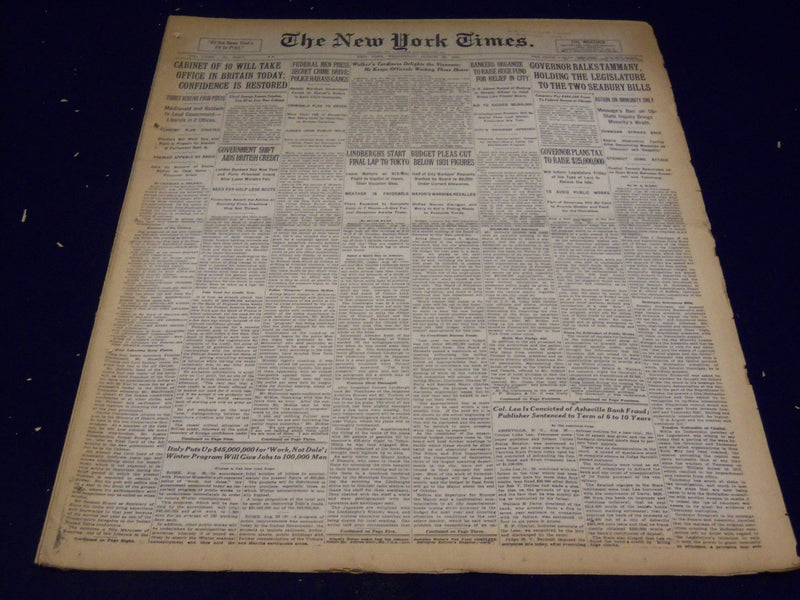 1931 AUG 26 NEW YORK TIMES - CABINET OF 10 WILL TAKE OFFICE IN BRITAIN - NT 2437