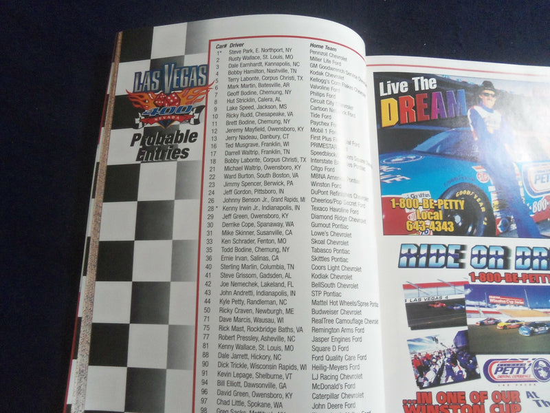 1998 MARCH 1 LAS VEGAS 400 RACING PROGRAM - INAUGURAL RACE - SP 3929F