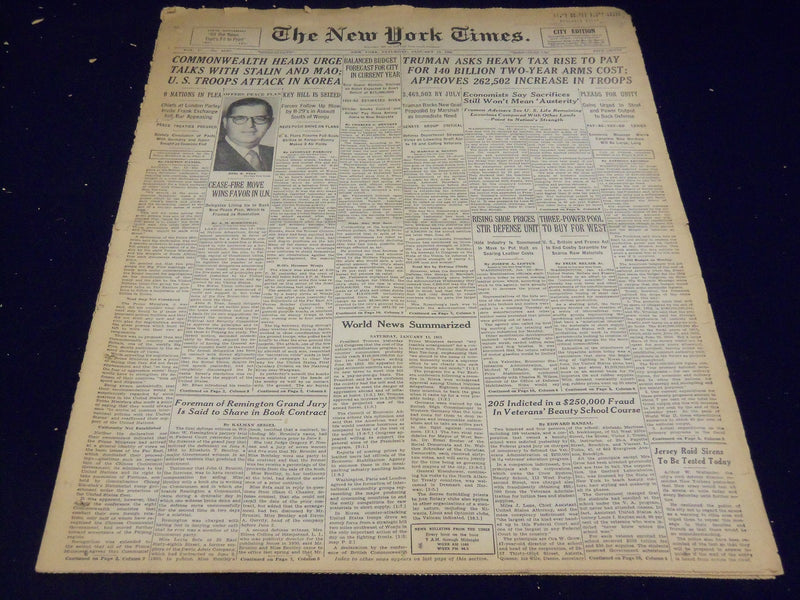 1951 JAN 13 NEW YORK TIMES - HEADS URGE TALKS WITH STALIN & MAO - NT 2282