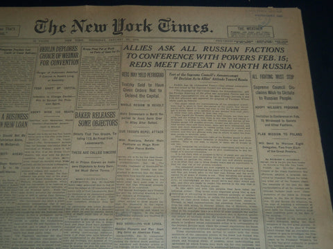 1919 JANUARY 23 NEW YORK TIMES - RUSSIAN FACTIONS TO CONFERENCE- NT 7517