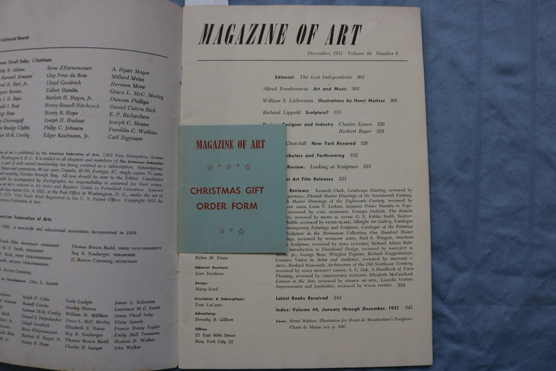 1951 DECEMBER MAGAZINE OF ART - K 2964