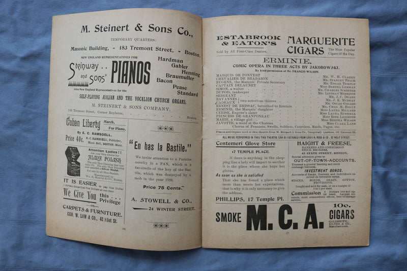1896 CASTLE SQUARE THEATRE PROGRAM MAGAZINE - LOT OF 13 - BOSTON - K 2729