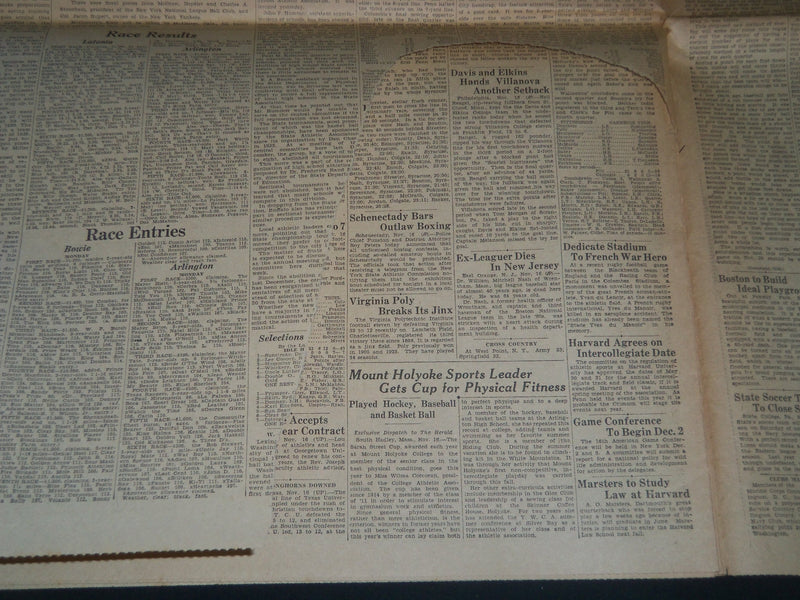 1929 SYRACUSE NY HERALD NEWSPAPER - COLGATE CRUSHES SYRACUSE 21-0 - NP 3788