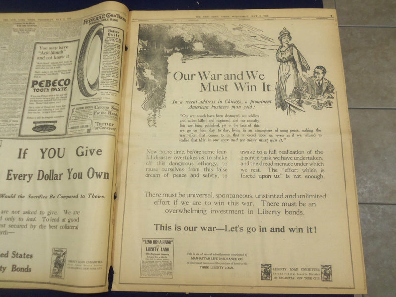 1918 MAY 1 NEW YORK TIMES - ARNIM'S DIVISIONS SMASHED - NT 8168