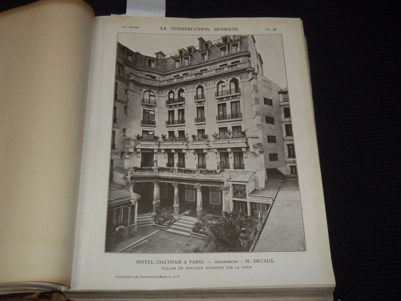1908-1909 LA CONSTRUCTION MODERNE MAGAZINE BOUND VOLUME NO. 24