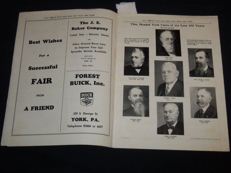 1951 YORK INTER STATE FAIR 100TH ANNIVERSARY OFFICIAL PROGRAM - J 8689