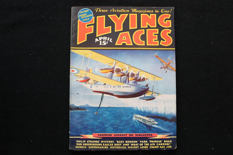 1937 APRIL FLYING ACES MAGAZINE - SURPRISE ASSAULT ON SINGAPORE COVER - ST 1011G