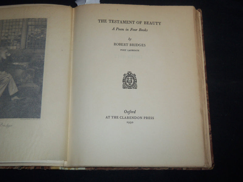 1930 THE TESTAMENT OF BEAUTY A POEM IN FOUR BOOKS BY ROBERT BRIDGES - KD 5294B