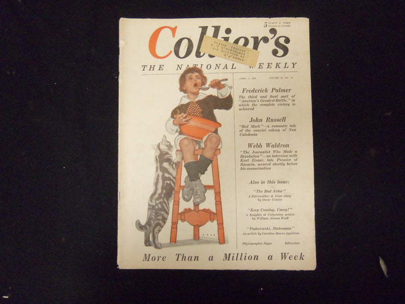 1919 APRIL 5 COLLIER'S MAGAZINE - FREDERICK PALMER - JOHN RUSSELL - ST 3928