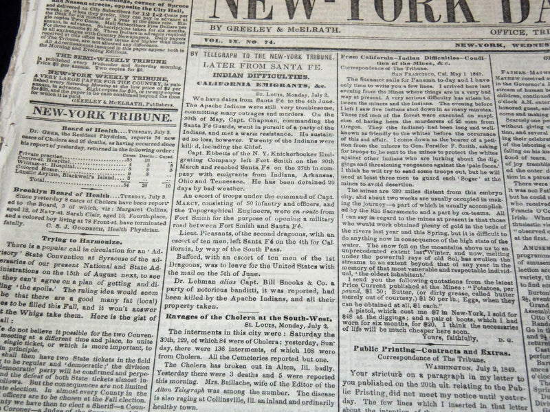 1849 JULY NEW YORK DAILY TRIBUNE NEWSPAPER LOT OF 22 ISSUES - NP 5839C