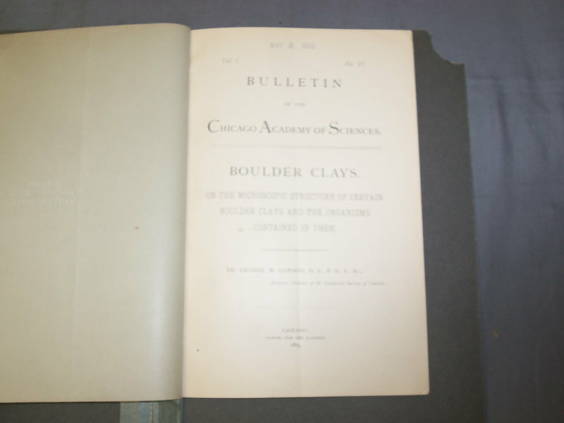1885 BULLETIN OF THE CHICAGO ACADEMY OF SCIENCES - BOULDER CLAYS - J 4887