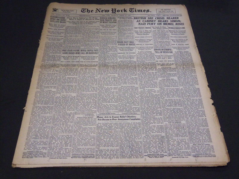 1935 MARCH 28 NEW YORK TIMES - NAZI FURY ON MEMEL RISES - NT 4918