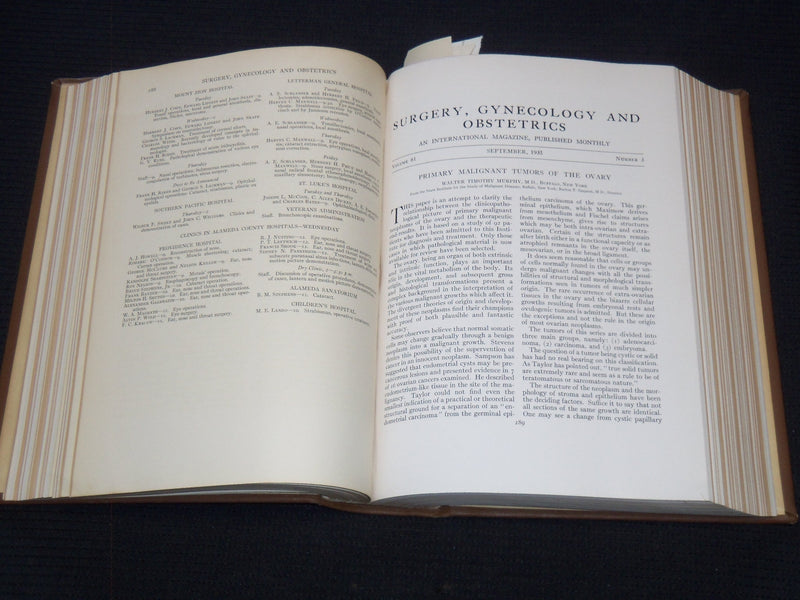 1935 JUL-DEC SURGERY, GYNECOLOGY AND OBSTETRICS MAGAZINE BOUND VOLUME -KD 4784B