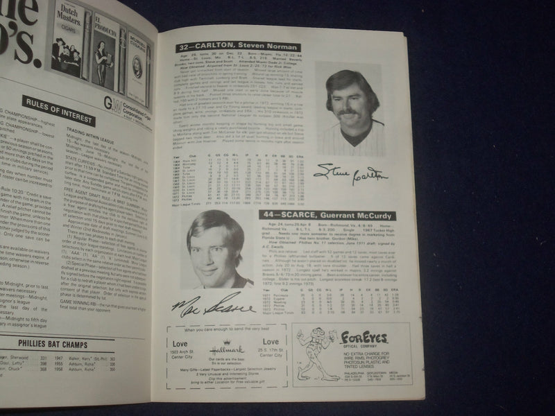 1974 PHILADELPHIA PHILLIES MAGAZINE & PROGRAM-ASHBURN & OZARK AUTOGRAPHS-ST 6818