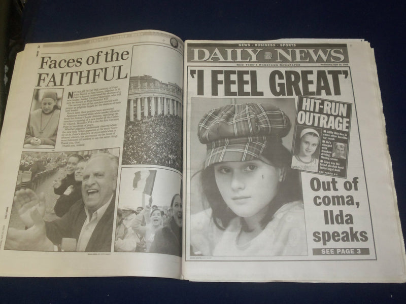2005 APRIL 20 NEW YORK DAILY NEWS NEWSPAPER-CHURCH ELECTS POPE BENEDICT- NP 4197