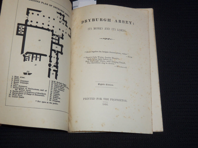 1892 DRYBURGH ABBEY ITS MONKS AND ITS LORDS BOOK - 8TH EDITION - J 9519