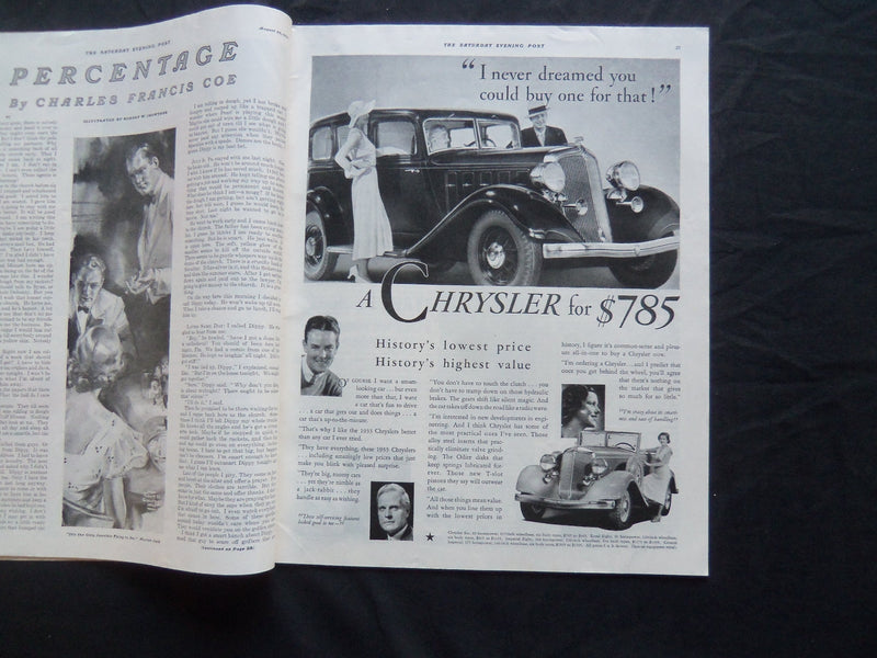 1933 AUGUST 26 THE SATURDAY EVENING POST MAGAZINE - ILLUSTRATED COVER - SP 1527