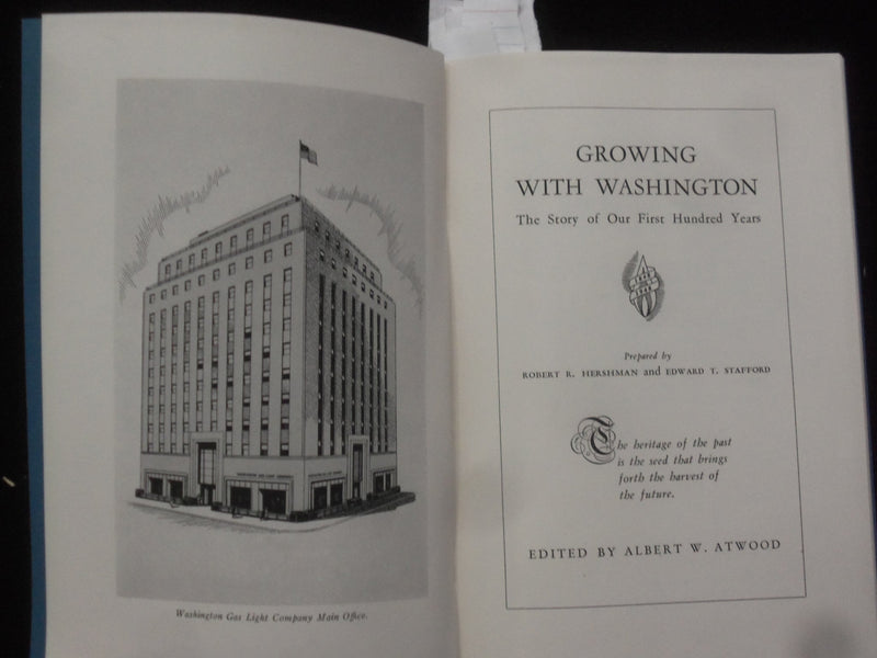 1948 GROWING WITH WASHINGTON SOFTCOVER BOOK - WASHINGTON GAS LIGHT CO. - J 9861