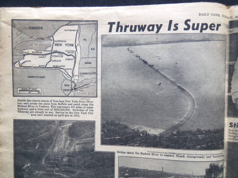 1954 MAY 11 NY DAILY NEWS NEWSPAPER - NY STATE THRUWAY IS SUPER - NP 2514