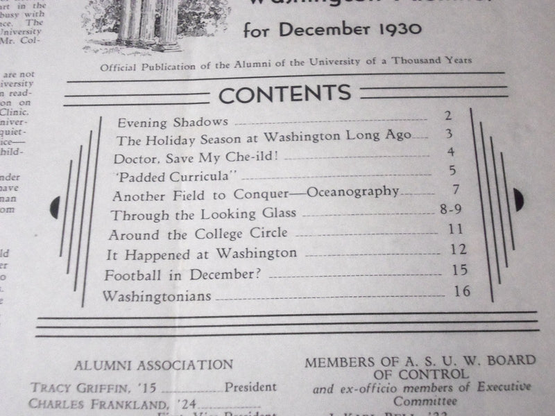 1930 THE WASHINGTON UNIVERSITY OF WASHINGTON ALUMNI MAGAZINE - INFO. - J 1235