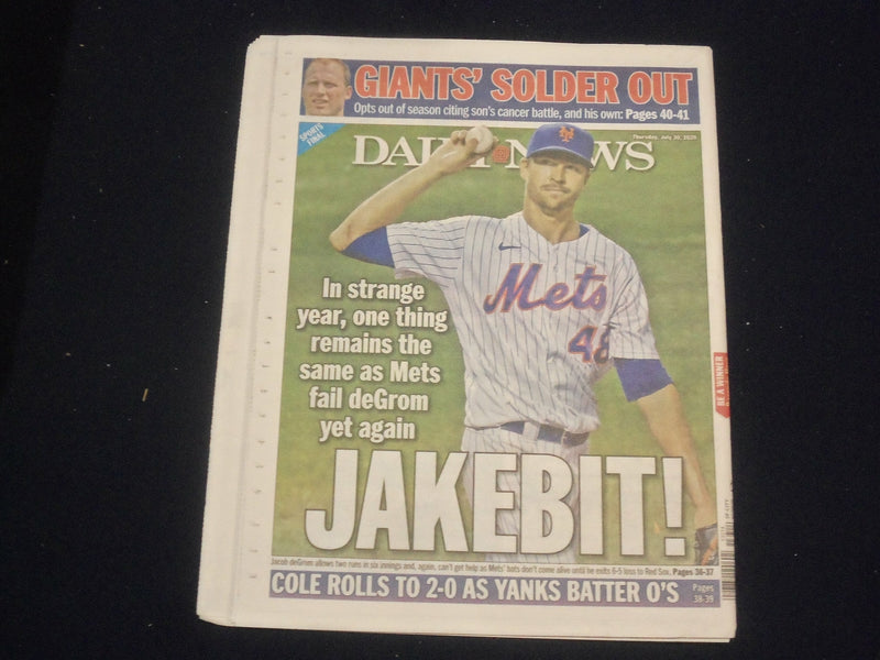 2020 JULY 30 NEW YORK DAILY NEWS NEWSPAPER - VIRUS SHUTS DOWN NYC CAB BUSINESS