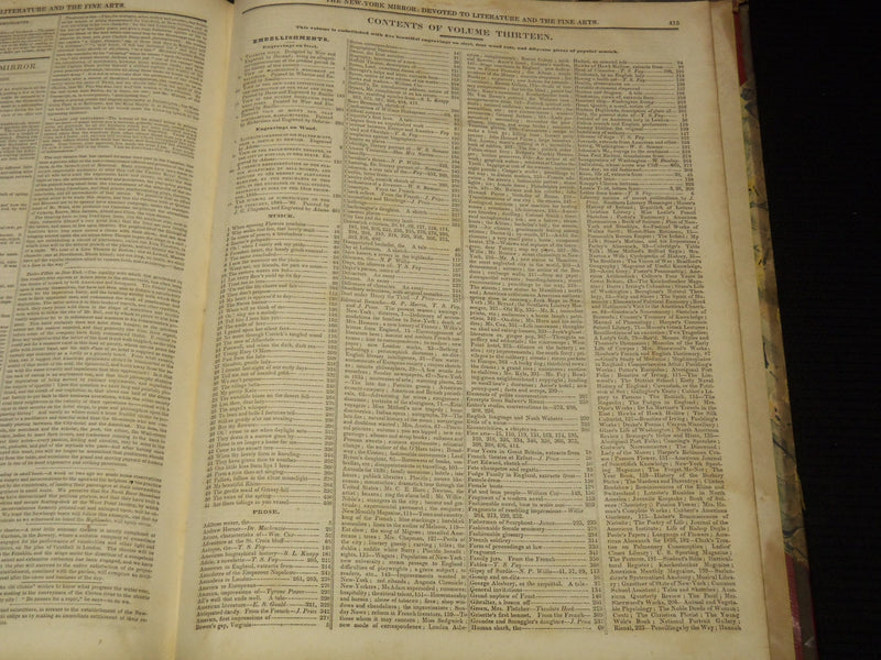 1835-1836 NEW YORK MIRROR AND LADIES GAZETTE BOUND VOLUME - ENGRAVINGS - R 89S