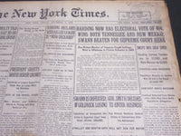 1920 NOVEMBER 5 NEW YORK TIMES - HARDING NOW HAS ELECTORIAL VOTE OF 404- NT 7117
