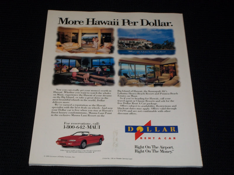 1995 FEBRUARY HAWAII MAGAZINE - HAPUNA BEACH FRONT COVER - E 1665