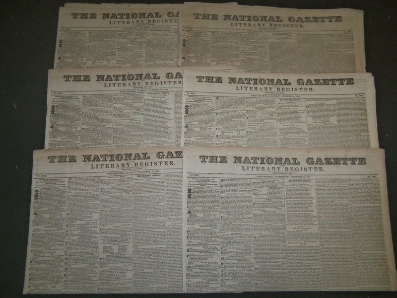 1834-1836 THE NATIONAL GAZETTE + LITERARY REGISTER NEWSPAPER LOT OF 26 - NP 1446