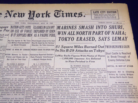 1945 MAY 30 NEW YORK TIMES - 51 SQUARE MILES BURNED OUT IN ATTACKS TOKYO- NT 653