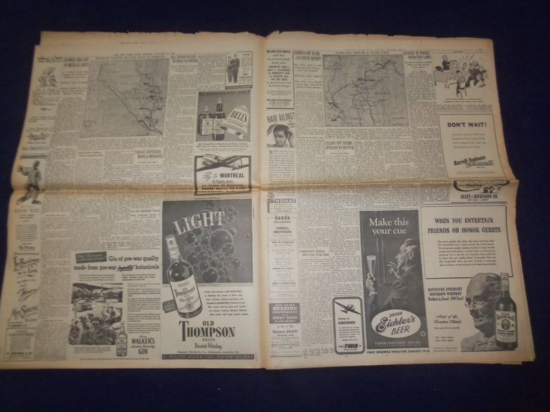 1945 JAN 22 NEW YORK TIMES -ALLIES NOW IN REICH PROPER IN EAST AND WEST- NP 6659